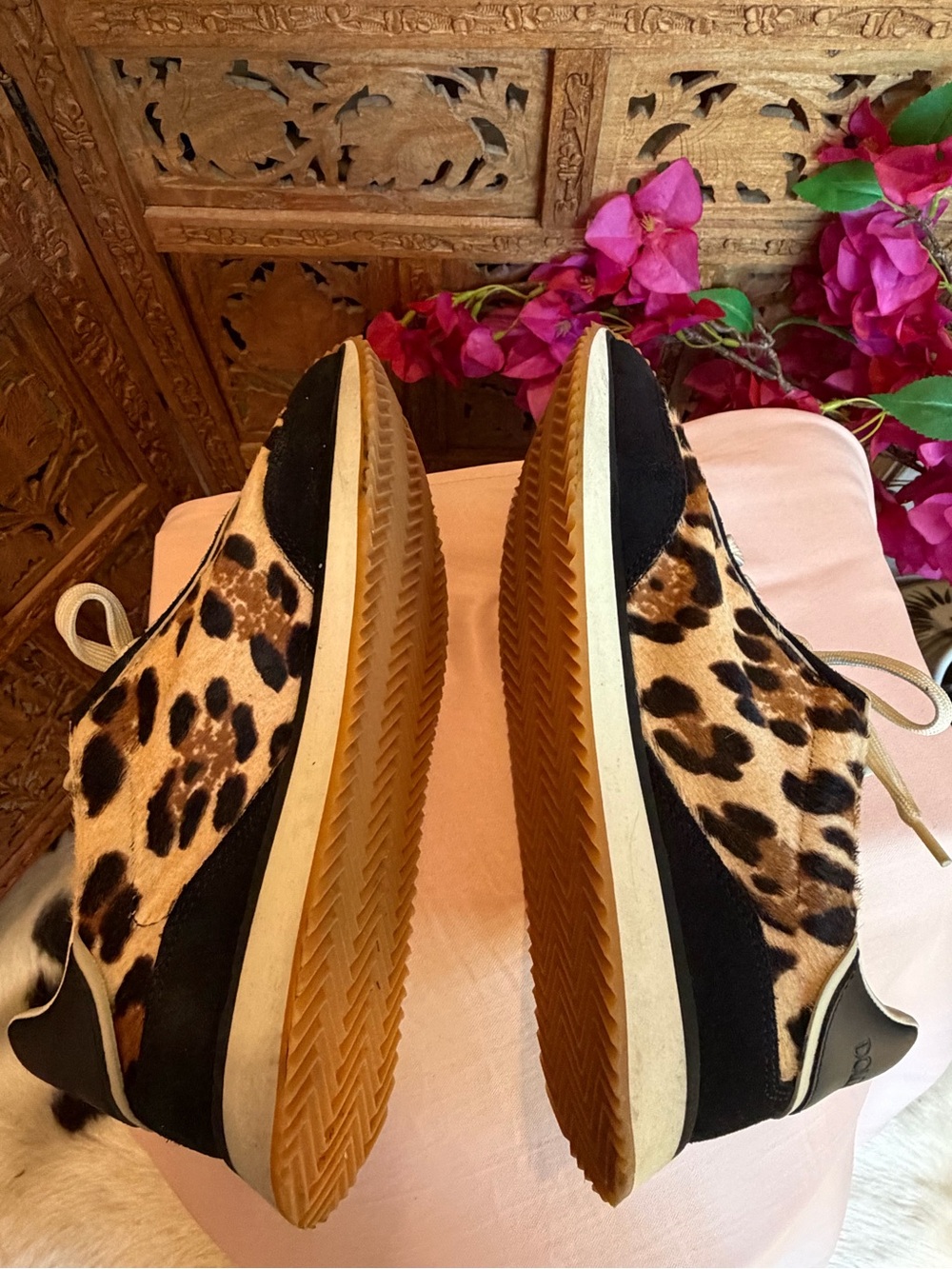 Dolce & Gabbana Leopard Suede-Trim Women's Sneaker - Black & Tan - Picture 8 of 11